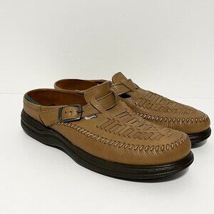 Dexter Womens Walkmocs Woven Leather Clogs Sz 9.5M Brown Normcore Rustic Granola
